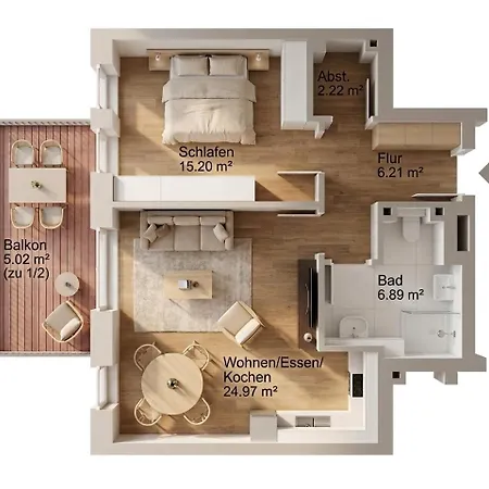 Apartment Luxus Am Palaisgarten - Balkon - 55 Smart-tv - Kueche - Boxspringbett - Neu